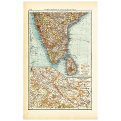 Vintage Map of Southern India by Andree, 1904