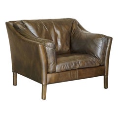 Halo Reggio - Super confortable fauteuil en cuir marron assorti, disponible