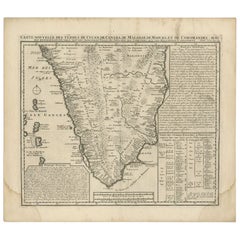 Antike Karte von Südindien von Chatelain, um 1720