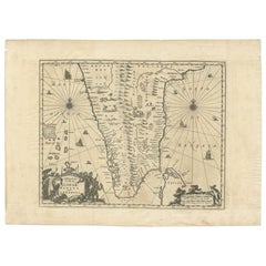 Antique Map of Southern India by Churchill, c.1704