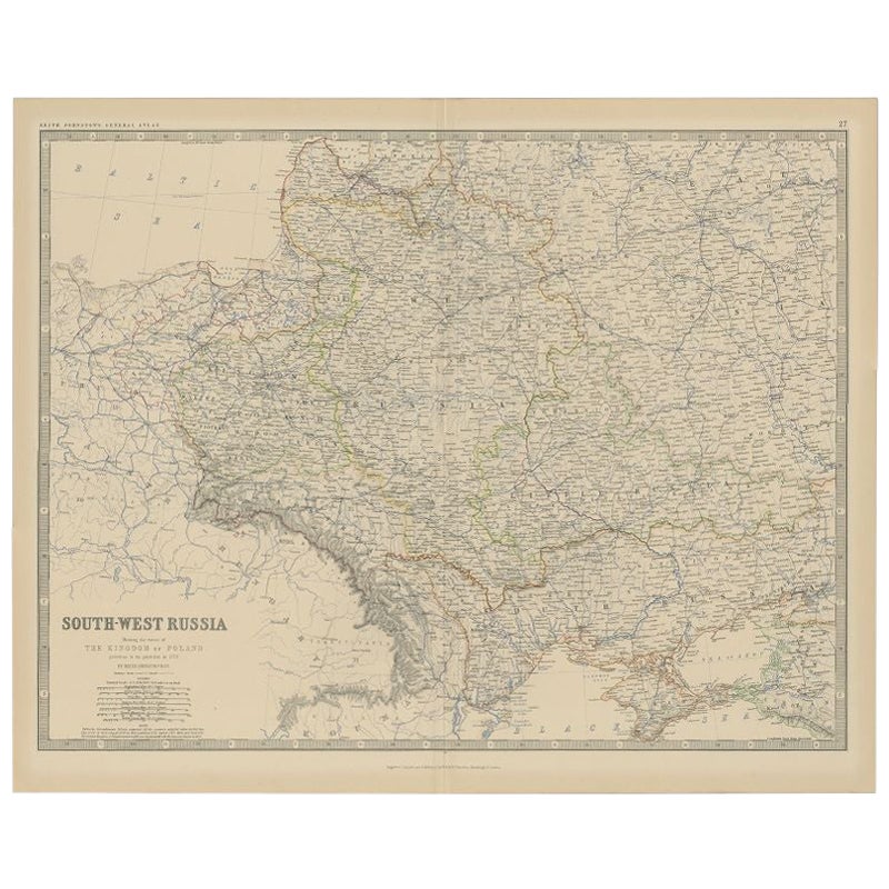 Antique Map of Southern Russia by Johnston, 1882 For Sale