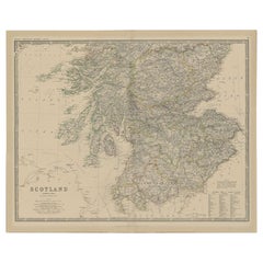 Antique Map of Southern Scotland by Johnston, 1882