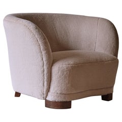 1940s Danish Cabinetmaker Lounge Chair, Newly Upholstered in Alpaca