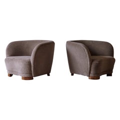 Pair of Armchairs in the Style of Flemming Lassen, Newly Upholstered in Alpaca