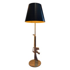 Pair of FLOS M16 AK47 Rifle Floor Lamps in Gold by Philippe Starck