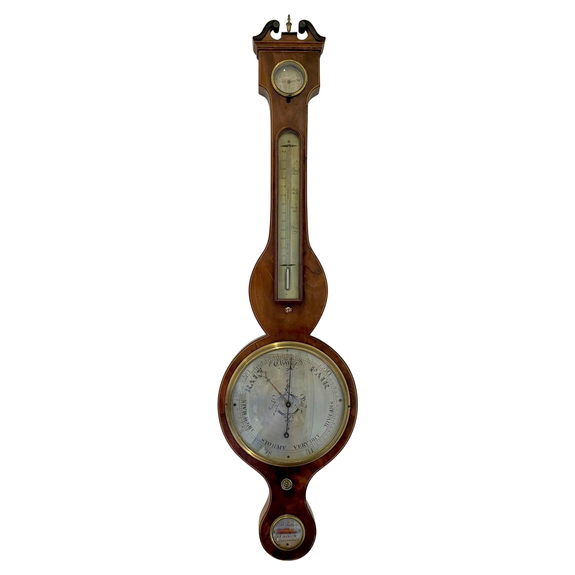 Antique George III Quality Mahogany Banjo Barometer