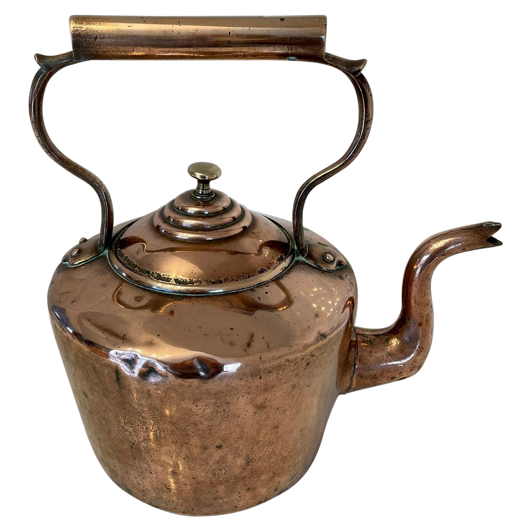 Large Antique George III Quality Copper Kettle