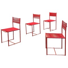 Ensemble de chaises spaghetti modernes italiennes en métal et plastique par Belotti, Alias 1979