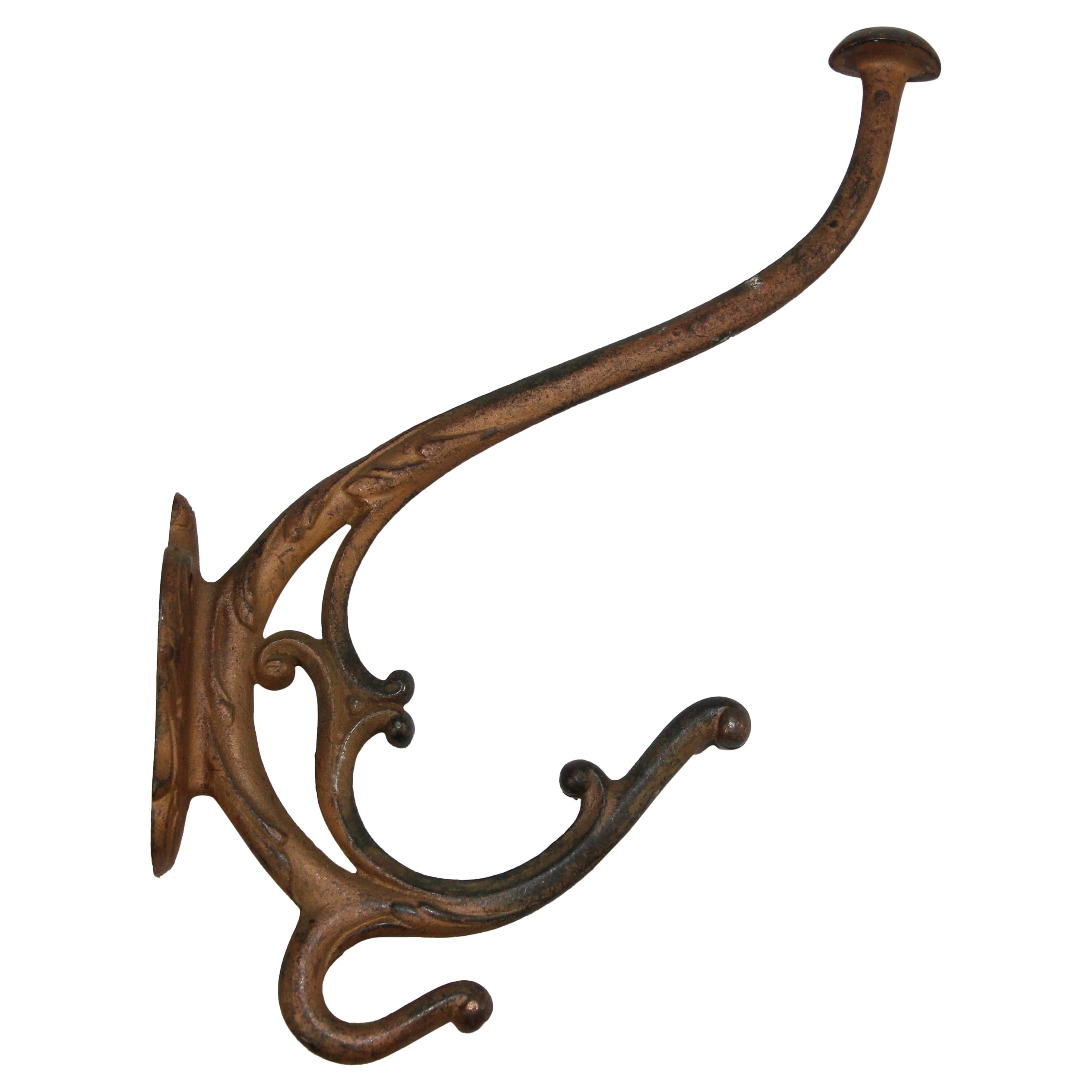 Elegant French Art Nouveau Style Cast Iron Coat Hook.