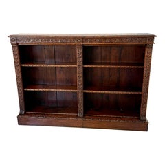 Large Antique Victorian Quality Carved Oak Open Bookcase