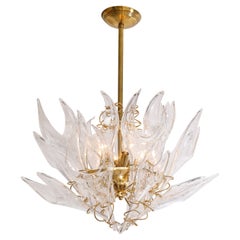 1970's Mid-Century Modern Hand Blown "Flame" Chandelier by Mazzega