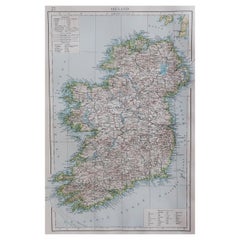Original Antique Map of Ireland, Bartholomew. C.1900