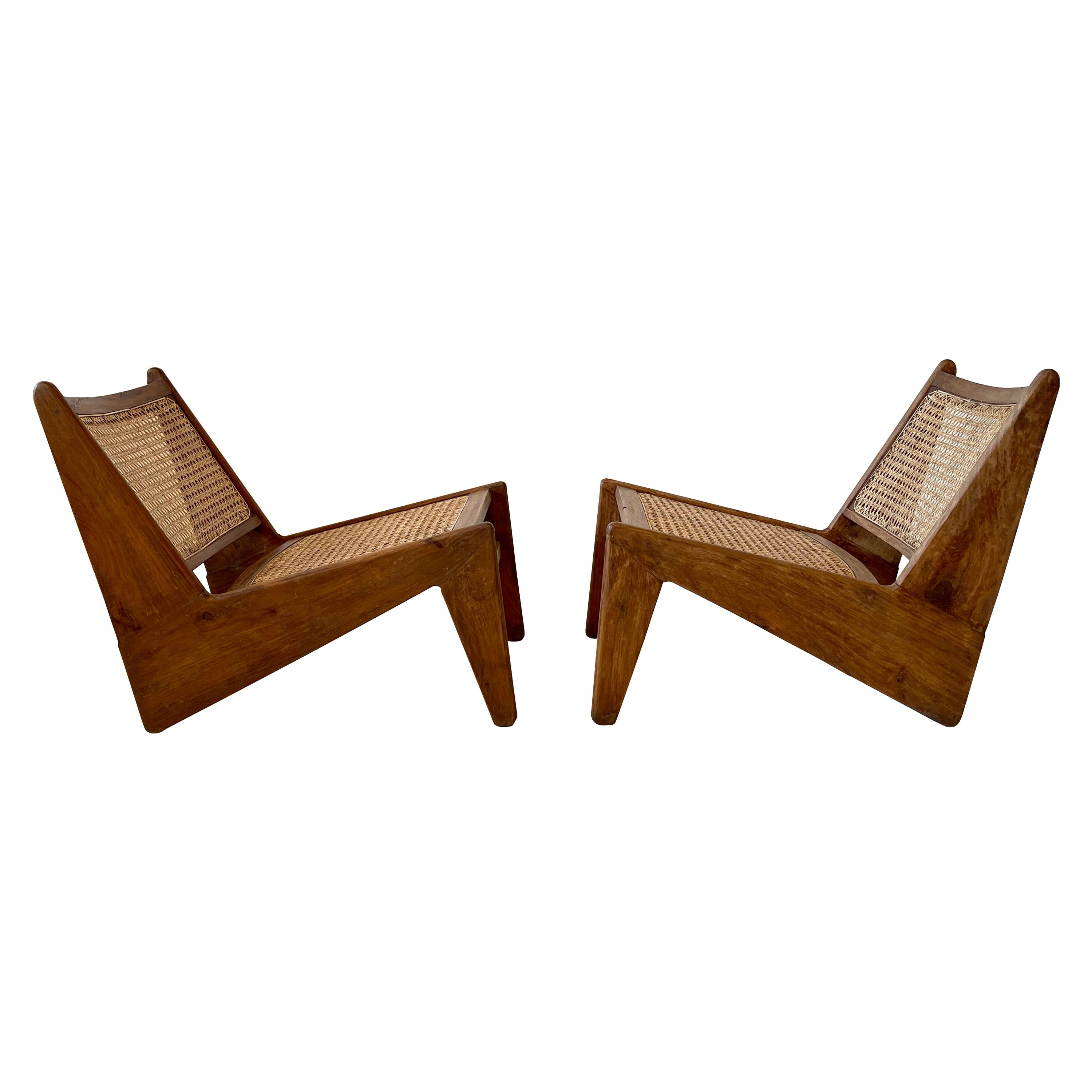 Pierre Jeanneret Low Armless Lounge Chairs 'Kangaroo' For Sale