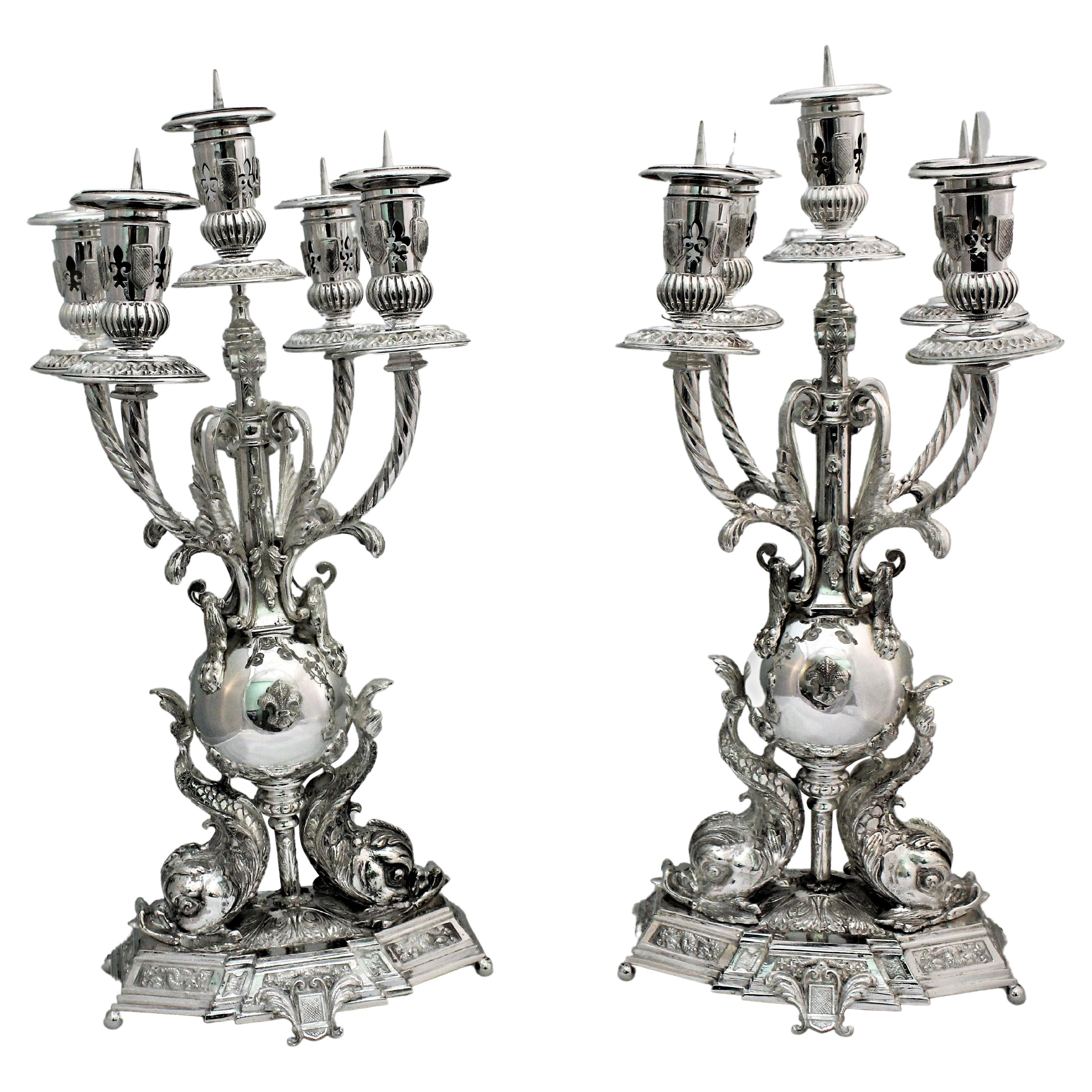 S. Salvadori Italian Gilded Candelabra, 1950s Authentic Signed For Sale