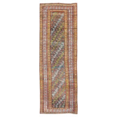 Antique Persian Hand-Knotted Kurdish Runner in Wool with Sub-Geometric Design