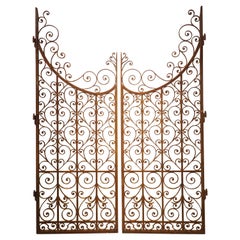 Vintage Pair of Scrolled Wrought Iron Gates from France, 20th Century