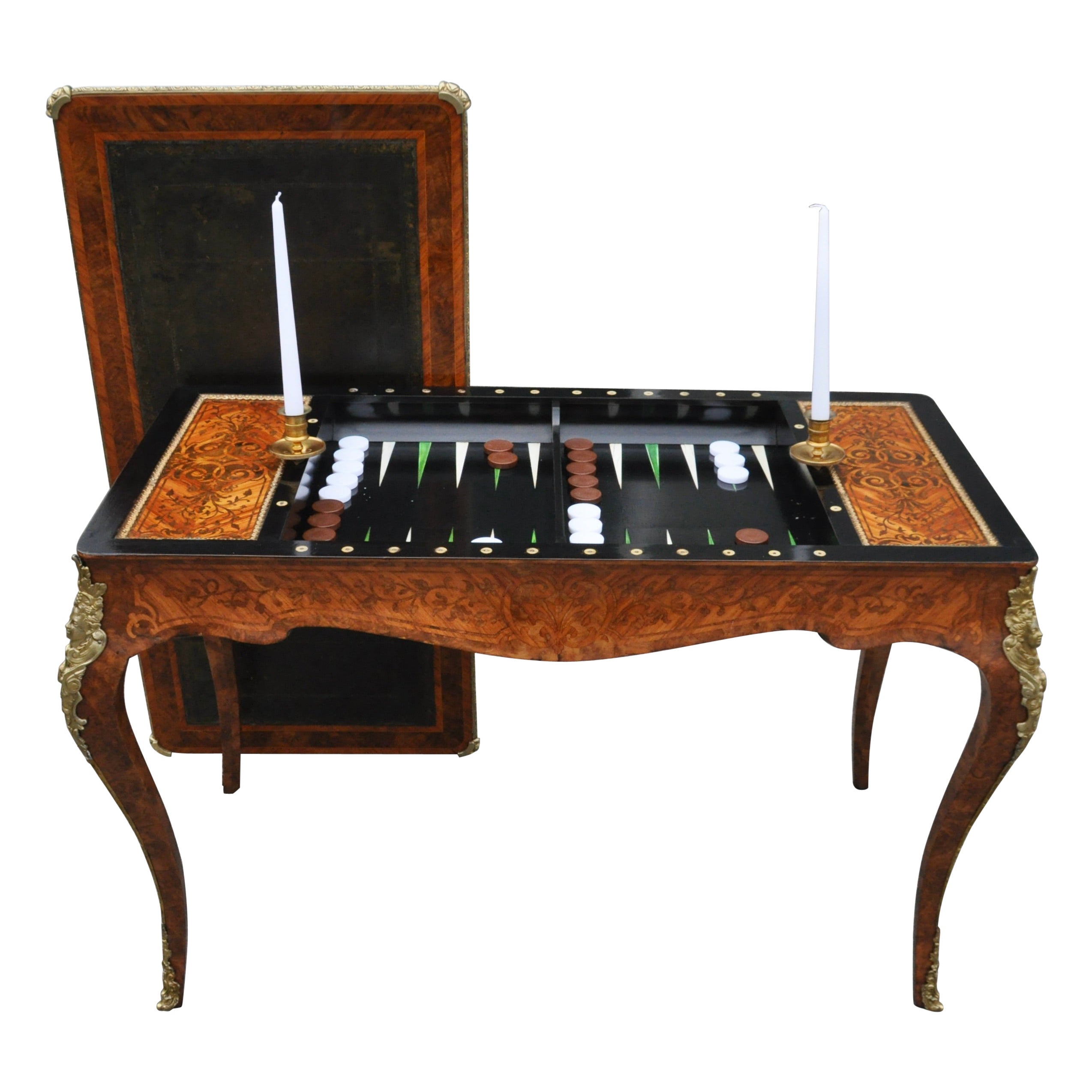 Table de Jeux à trois plateaux en bois de violette de style Régence française du 19ème siècle