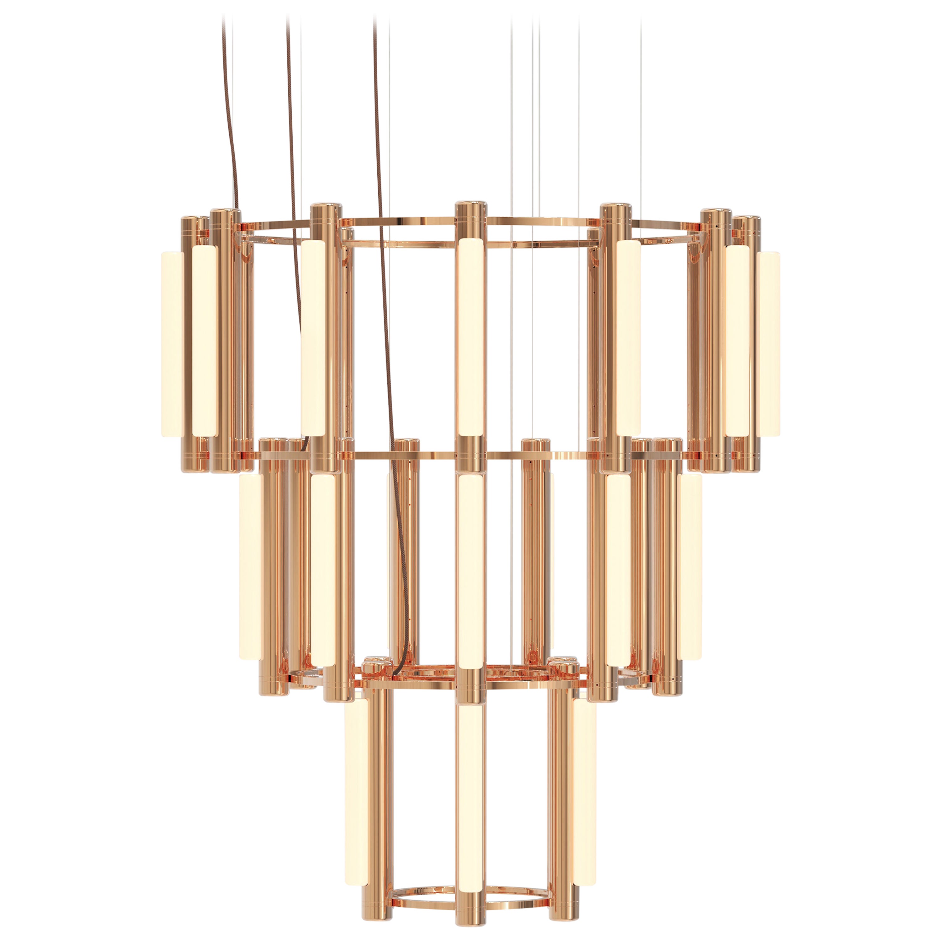 'Pipeline Chandelier 10, Pendant' by Caine Heintzman for Andlight, Copper For Sale
