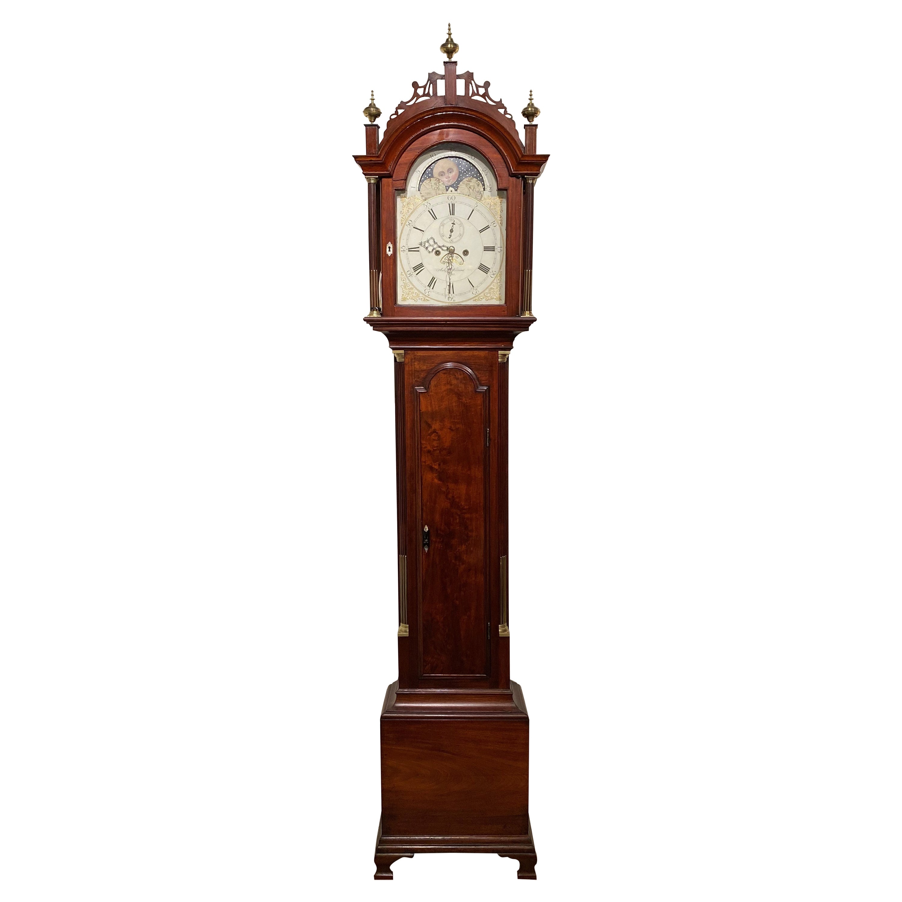 Aaron Willard Mahogany Tall Case Clock with Moon Phase Dial 1793