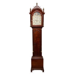 Antique Aaron Willard Mahogany Tall Case Clock with Moon Phase Dial 1793