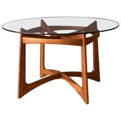 Mid Century Modern Walnut and Glass Compass Dining Table by Adrian Pearsall