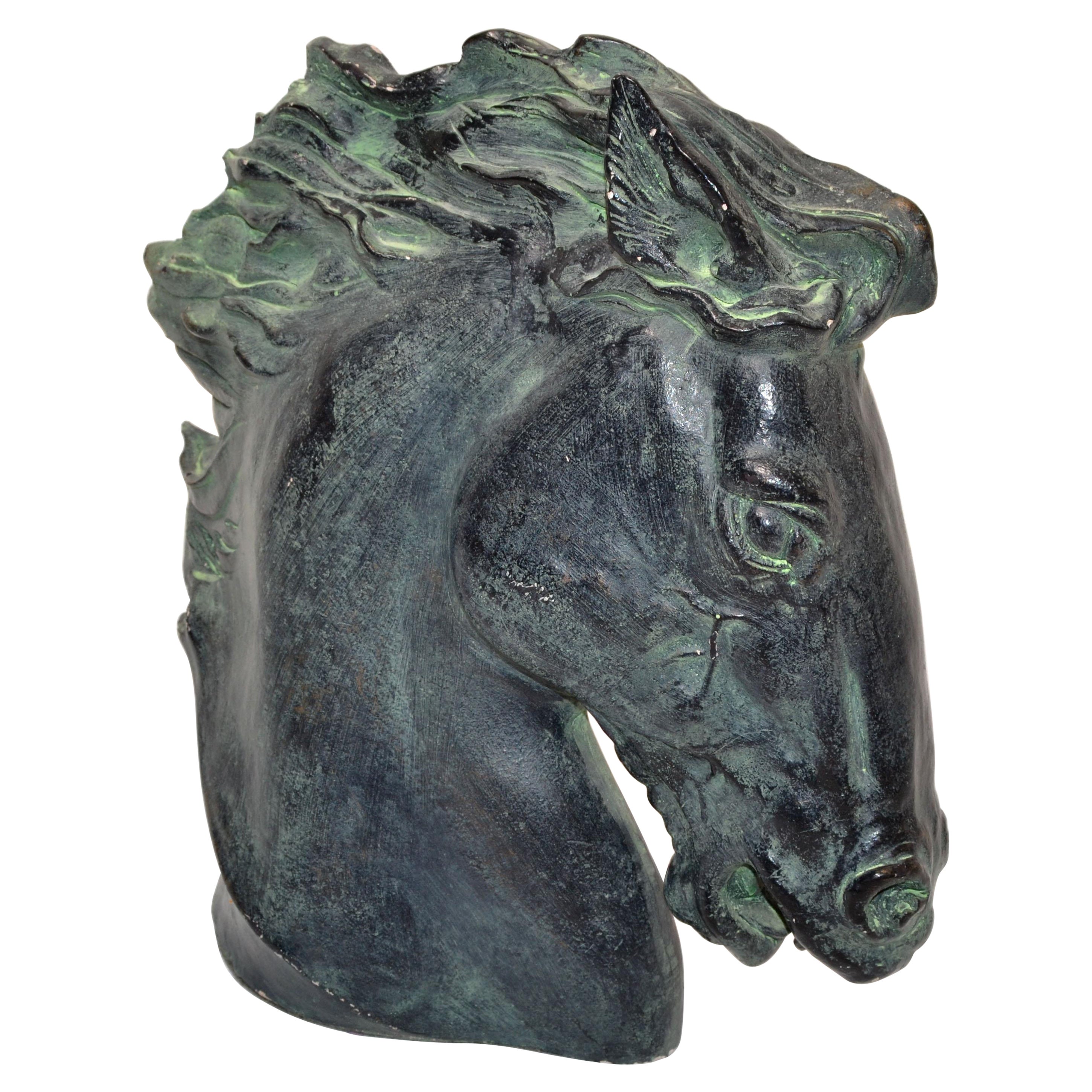 Artist J. Spratt Horse Head 'Flaming Mane' Bronze Finish on Plaster Austin Prod