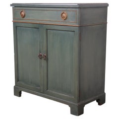 Vintage Regency Style Teal Painted Cabinet or Commode, Circa 1940s