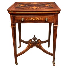 Late 19th Century English Handkerchief Gaming Table with Exceptional Inlay