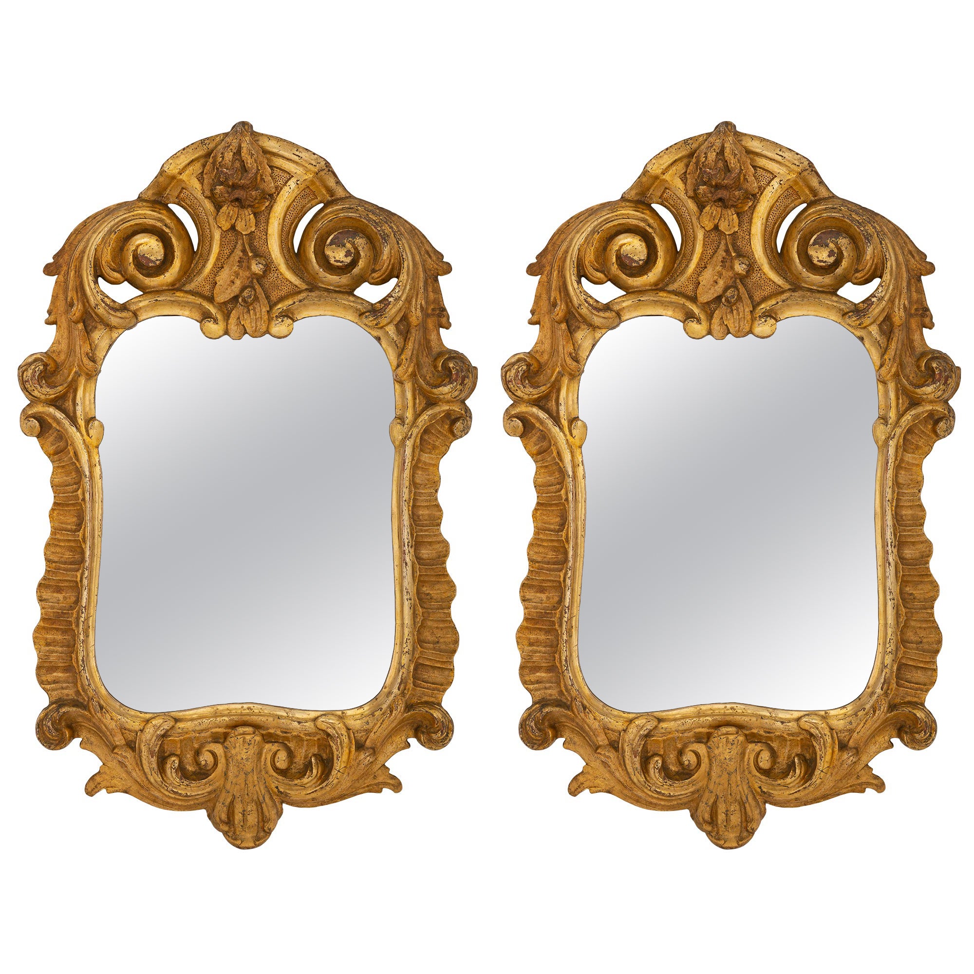 Pair of Italian 18th Century Mecca Mirrors with Original Mirror Plates For Sale