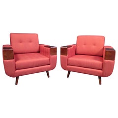 Pair of Vintage Upholstered Lounge Chairs