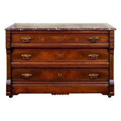 19th Century Victorian Burled Walnut Chest of Drawers