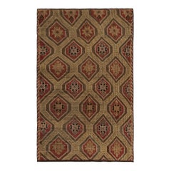 Vintage Cecim Kilim Rug in Red, Gold & Brown Tribal Pattern by Rug & Kilim