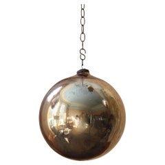 Early 20th Century Large Foxed Mirror Witches Hanging Ball Curio