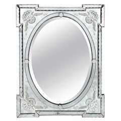 Vintage Mid-Century Modern Rectangular Venetian Mirror with Neoclassical Detailing