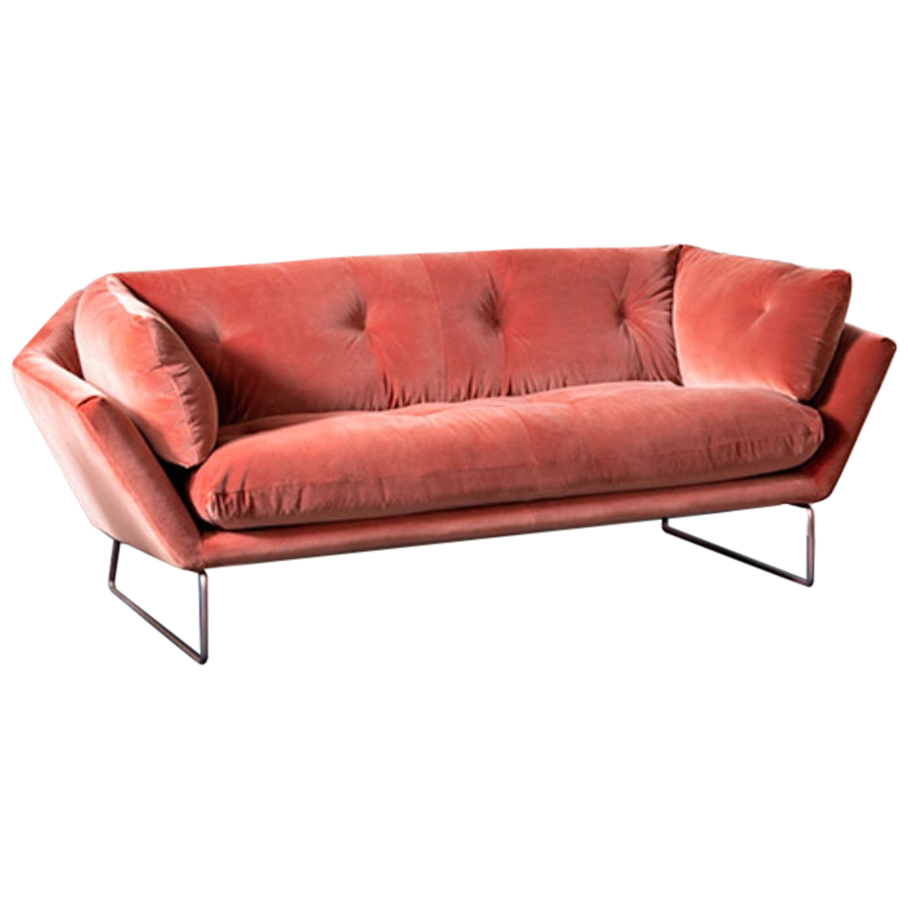 In Stock in Los Angeles, Pink Velvet New York Suite Sofa by Sergio Bicego