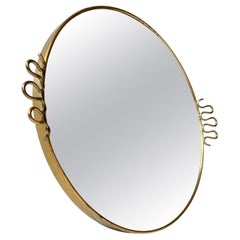 Small Wall Mirror in Brass, in the Style of Josef Frank, 1960s