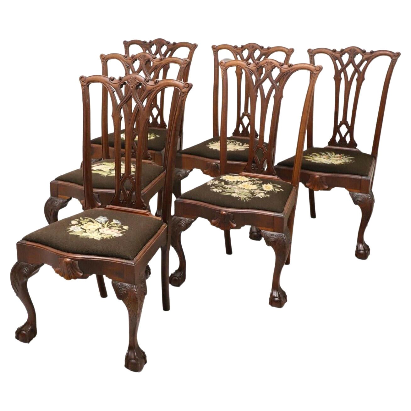 Antique 19th Century Chippendale Dining Side Chairs - Set of 6