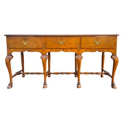 Neo-Classical Style Italian Burl Wood Credenza / Sideboard with Hairy Paw Feet