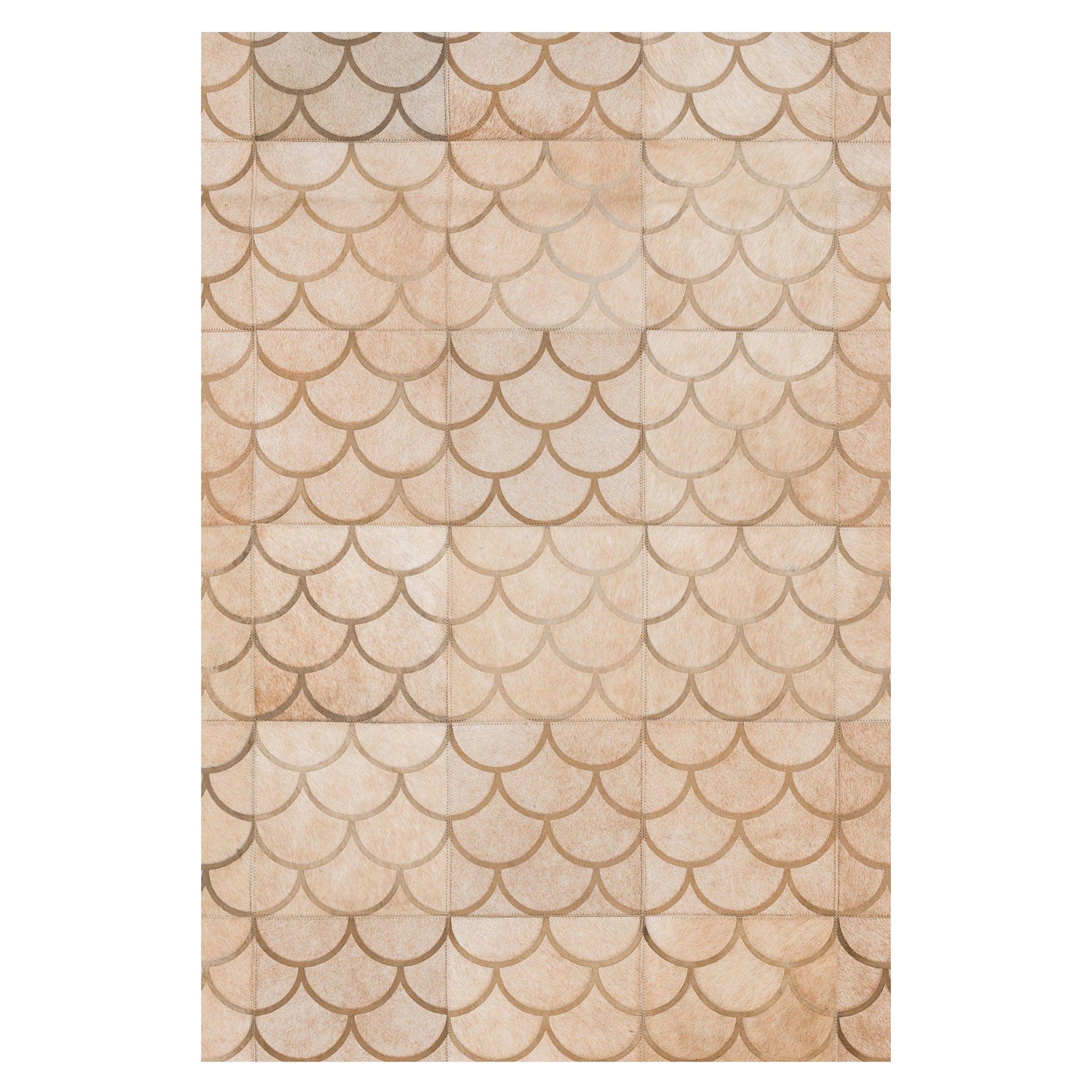 Modern Scallop Crescent Customizable Luneta Cowhide Area Floor Rug XX-Large For Sale