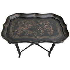 Vintage Faux Bamboo Chinoiserie Tray Cocktail Table Bombay Co.