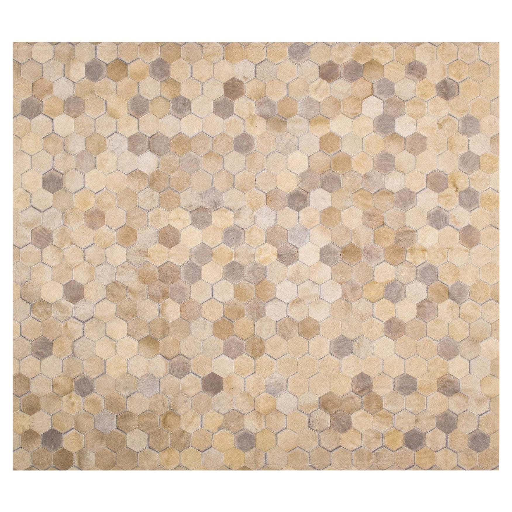 Grand tapis de sol personnalisable Angulo en cuir de vache crème XX