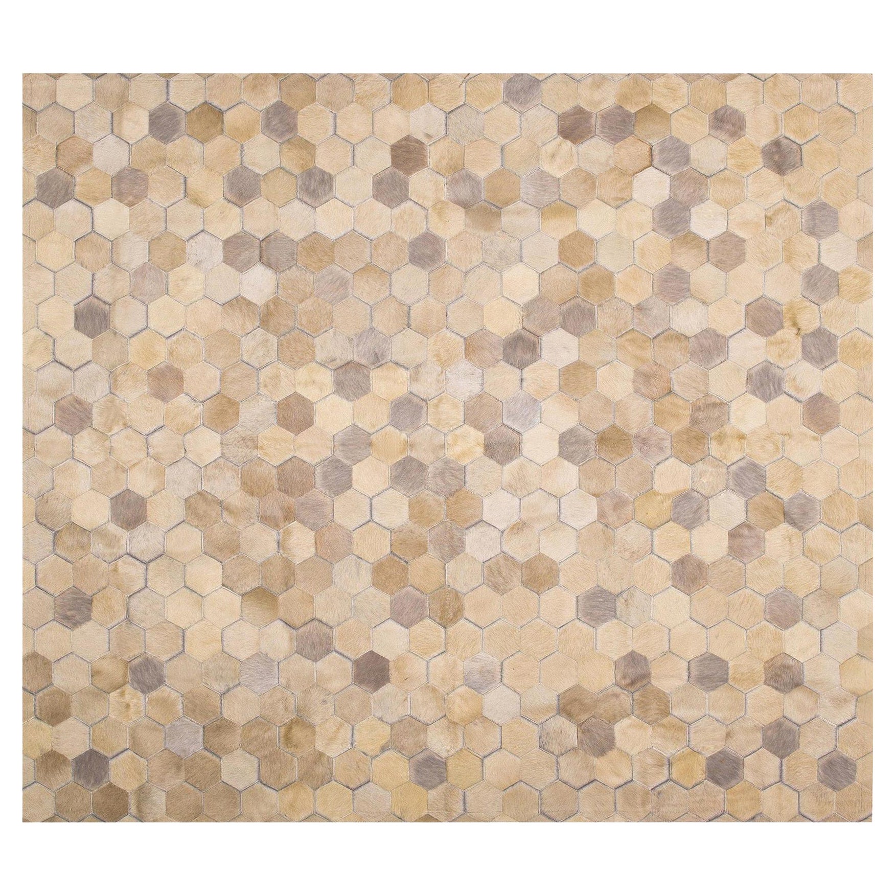 Cream Customizable Angulo Cowhide Area Floor Rug XX-Large For Sale