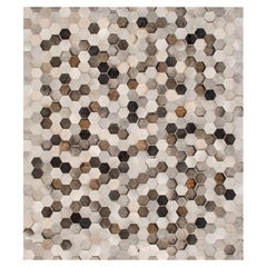 Light Gray and Dark Gray Customizable Angulo Cowhide Area Floor Rug XX-Large