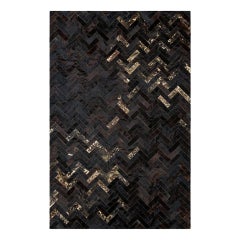 Black and Gold Customizable Art Deco Estrella Cowhide Area Floor Rug XX-Large