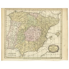 Carte ancienne d'Espagne et du Portugal par Barlow, 1809