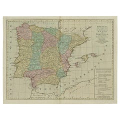 Antique Map of Spain and Portugal by Bowles, c.1780