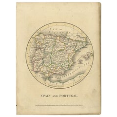 Carta geografica antica della Spagna e del Portogallo di Harris, 1802