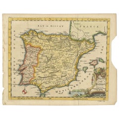 Antique Map of Spain and Portugal by Jefferys, c.1755