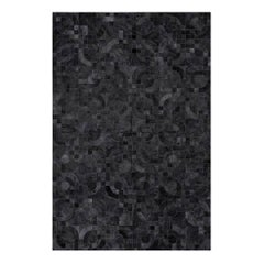 Dark Gray Customizable 1970s Inspired Optico Cowhide Area Floor Rug XX-Large