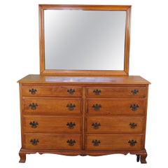 Retro Kling Olde Orchard Maple Colonial Chippendale Mirror Vanity Dresser Ches